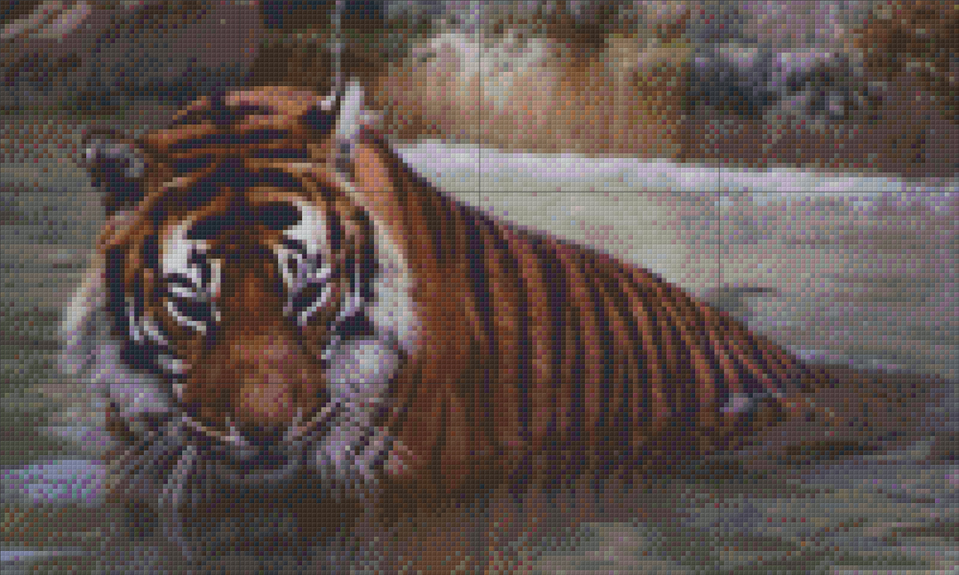 Tiger Bathing Twelve [12] Baseplate PixelHobby Mini-mosaic Art Kit image 0